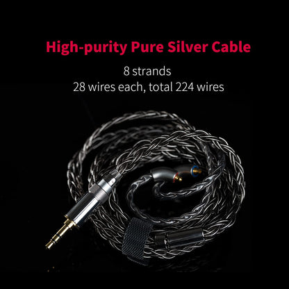 FIIO FH9 Headphones Earphone Wired High Resolution Over-The-Ear 1DD+6BA Detachable Cable Deep Bass Comes with 2.5/3.5/4.4mm Swappable Plugs for Smartphone/PC/Players/Home Audio(Titanium)