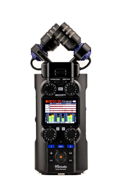 Zoom H5studio Handy Recorder with 32-Bit Float, Gain Knobs, 6-Track Recording, Large 19.4mm Microphone, F-Series Preamps, USB Audio Interface, Advanced Limiters, for Filmmakers, Musicians & Creators