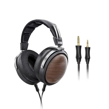 FiiO FT1 Closed-Back Over-Ear Nanowood Fiber Composite Diaphragm Wired Hi-Fi Headphones, Detachable Cable, American Black Walnut Wood Ear Cups for Home, Studio, Recording (Black)