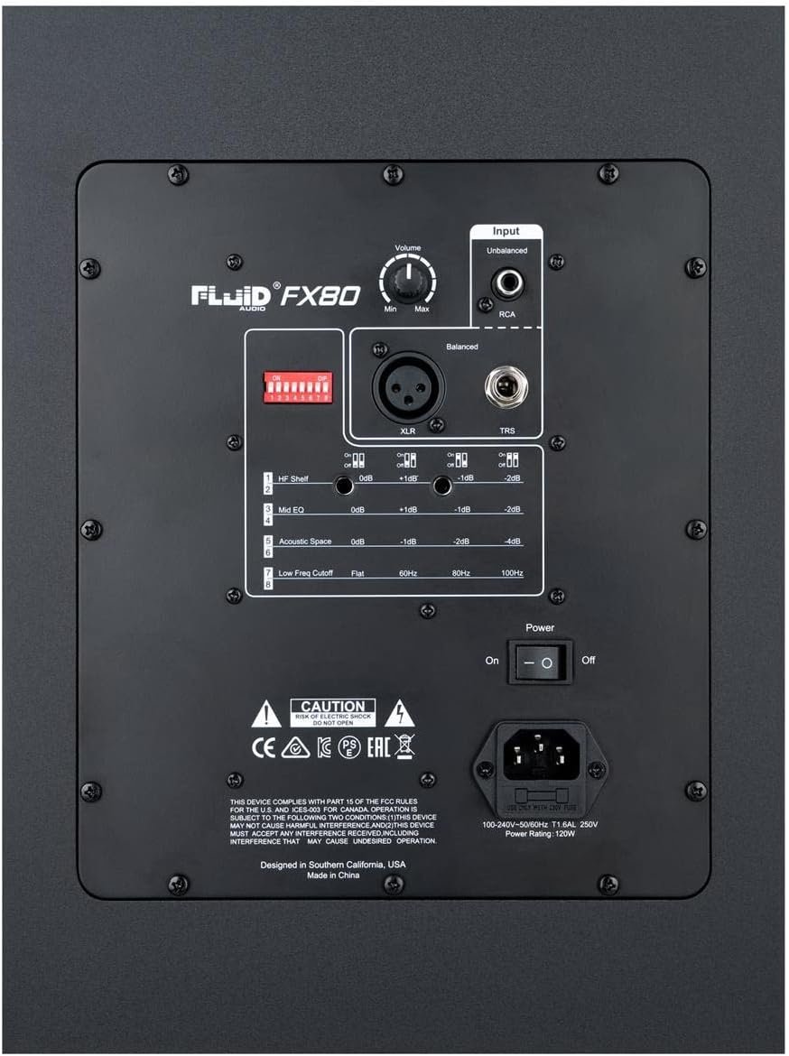 Fluid Audio FX80 Black : 8" Single Point Source Coax Reference Monitor, Bi-Amplified 110w 35Hz - 22kHz (+/-3db)