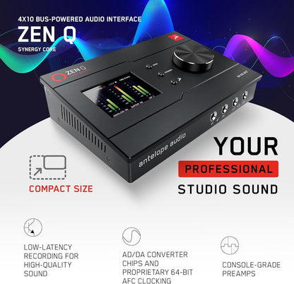 Zen Q Synergy Core Audio Interface, 14x10 Bus-Powered Thunderbolt 3 Interface for Recording Music, with Onboard Real-Time Audio Recording Effects, XLR Interface Connection - Antelope Audio