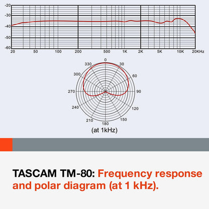Tascam TM-80 Large Diaphagm Condenser Microphone,Silver