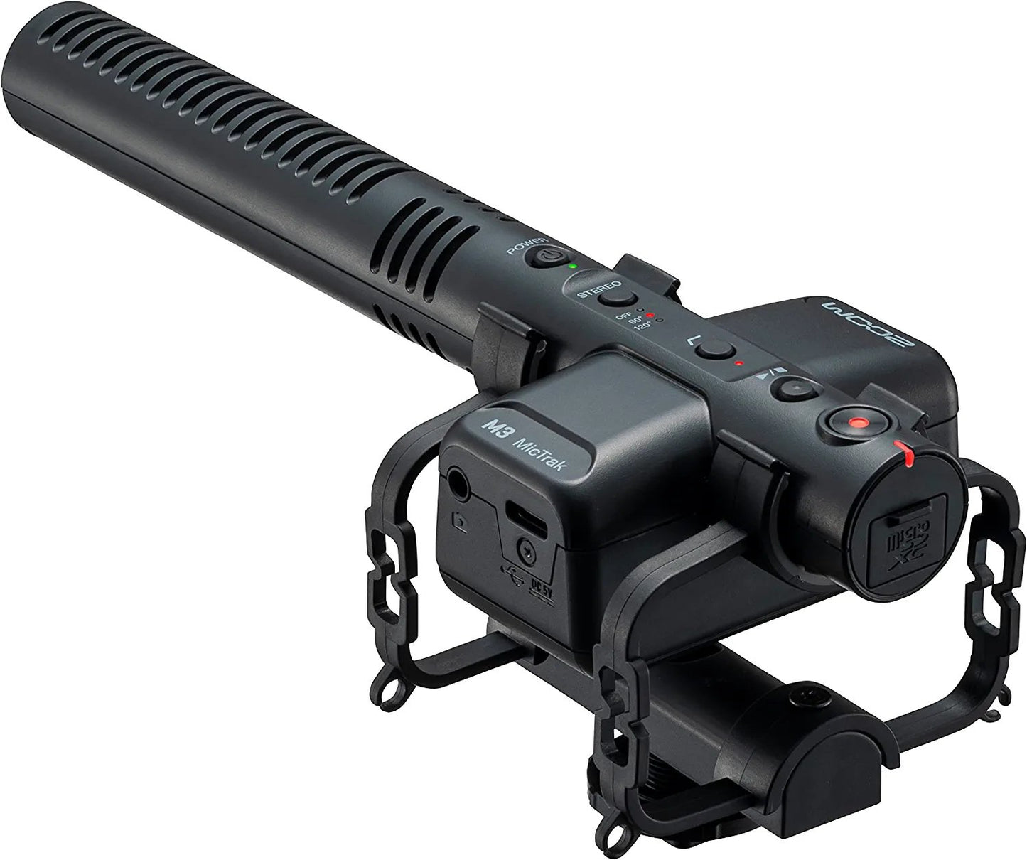Zoom M3 MicTrak Stereo On-Camera Shotgun Microphone with 32-Bit Float, 90 degree, 120 degree, and MONO Mode, Shockmount, USB Microphone Compatible, and Battery Powered