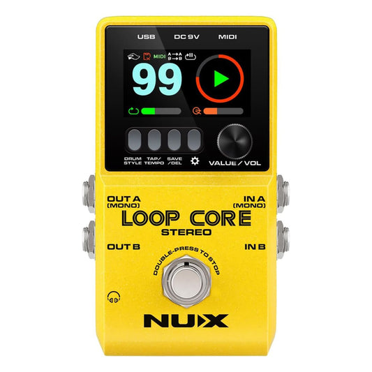 NUX Loop Core Stereo Guitar Looper Pedal, 6 hours recording time,Stereo Audio, MIDI Control, Cab Simulation for Output to Mixer.