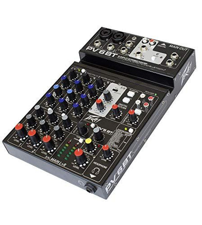Peavey PV6BT DJ Mixer, 6 Channel With Bluetooth, Small