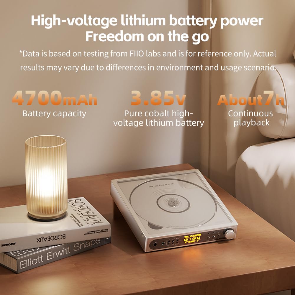 FiiO DM15 Portable Stereo CD Player with True 24Bit R2R DAC, 1150mW+1150mW High-Power Output, aptX Adaptive Bluetooth Transmitter, 24 Sound Presets, USB/CD HiFi Audio, HD Display