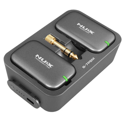 NUX B-7PSM 5.8 GHz Wireless in-Ear Monitoring System Bundle with 2pcs Microfiber Polishing Cloths, Charging Case Included, Stereo Audio transmitting