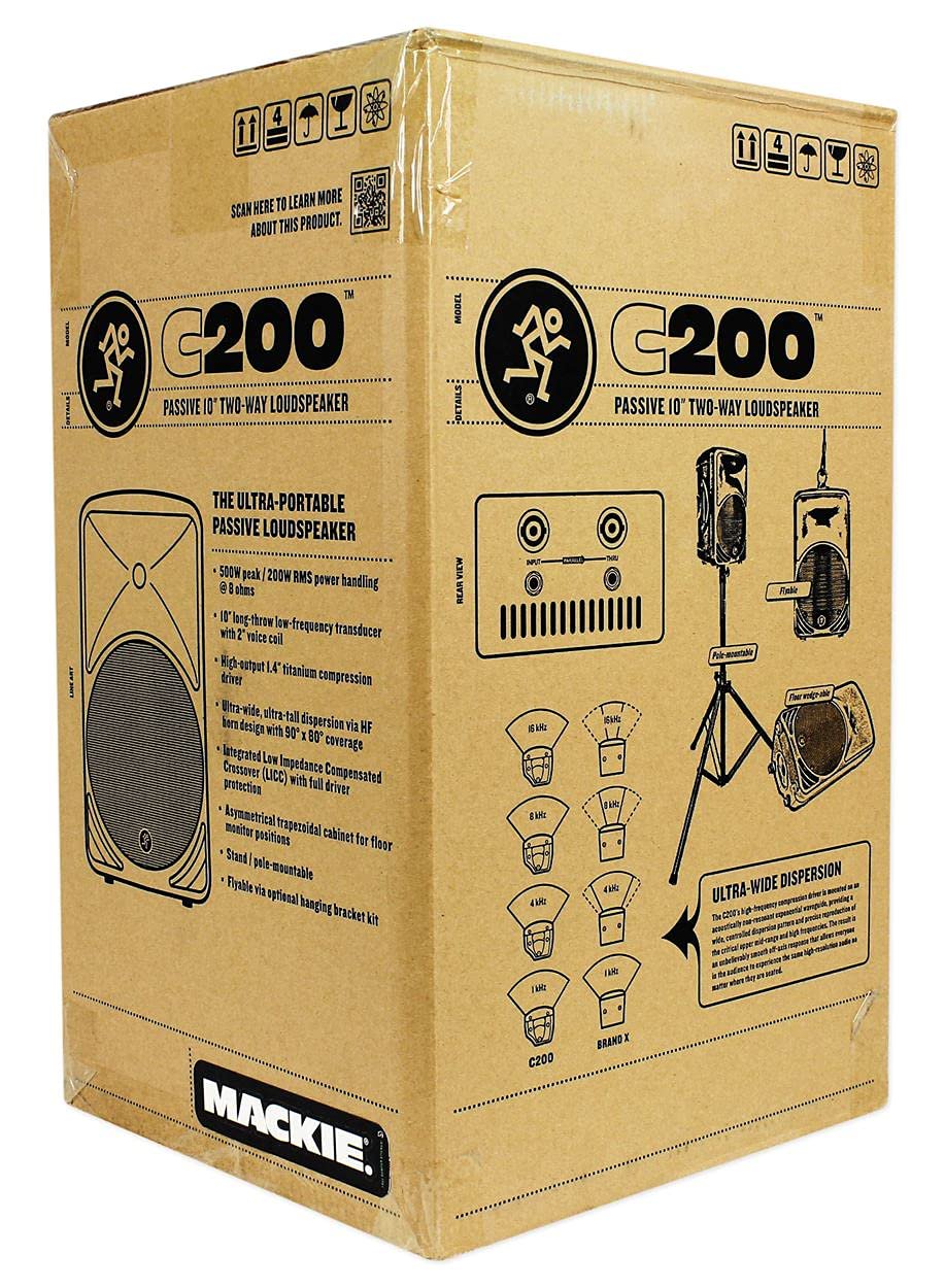 Mackie C Series, 10-Inch 2-way Compact Passive SR Loudspeaker (C200)