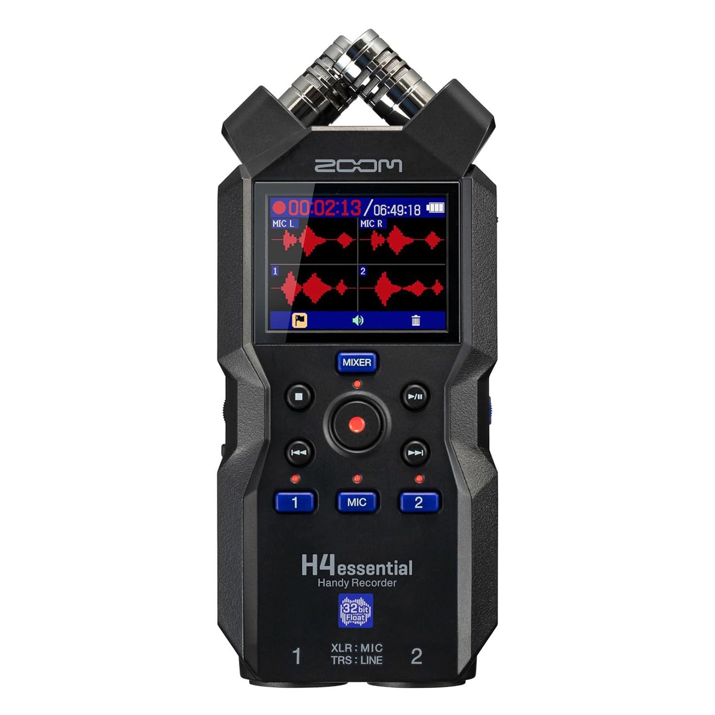 Zoom H4essential 4-Track Handy Recorder (2024 Model, Essential Series) with 32-Bit Float, Accessibility, Stereo Microphones, 2 XLR/TRS Combo Inputs, USB Interface, for Musicians, Podcasters, and More