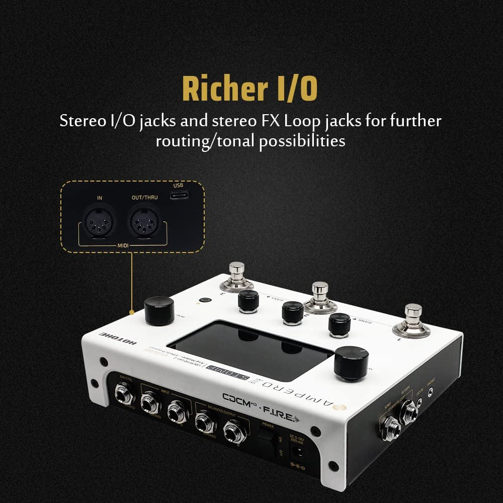 HOTONE Guitar Multi Effects Processor Multi Effects Pedal Touch Screen Guitar Bass Amp Modeling IR Cabinets Simulation Guitar Effects Pedal Multi FX Processor Ampero