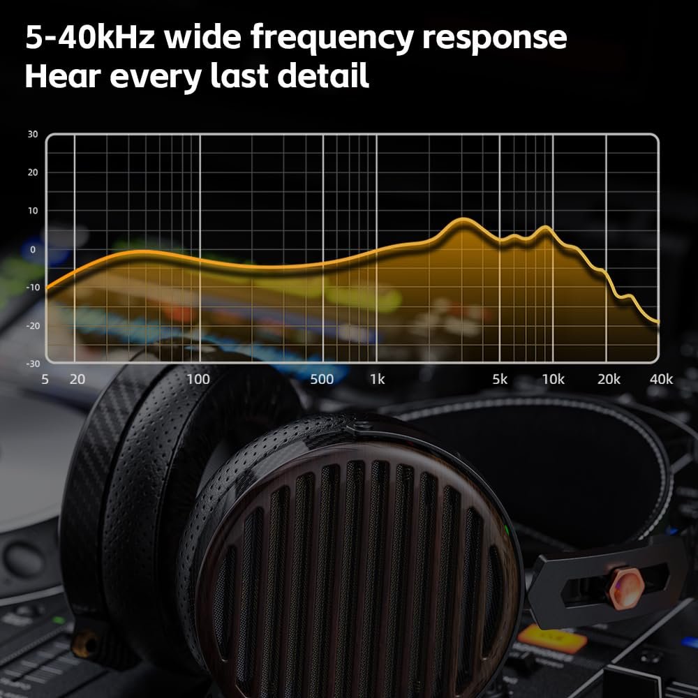 FiiO FT7 Headphones Open-Back Planar 106mm Planar Magnetic Monitor Earphone Gold Diaphragm Carbon Fiber Shell Detachable Cables