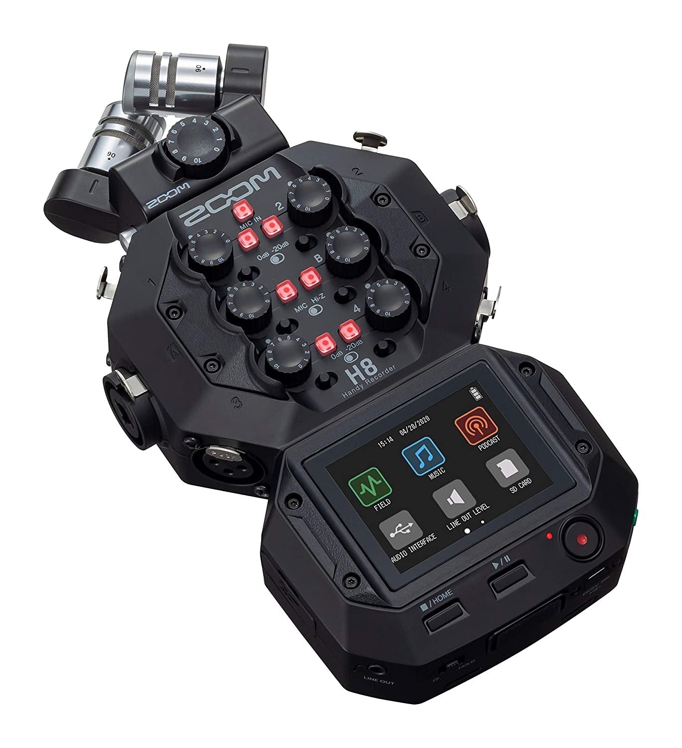 Zoom H8 12-Track Portable Recorder, Stereo Microphones, 6 Inputs, Touchscreen Interface, USB Audio Interface, Battery Powered, for Stereo/Multitrack Audio for Video, Podcasting, and Music