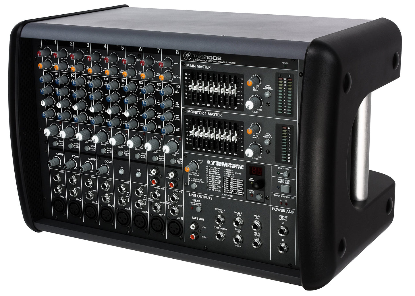 Mackie PPM1008 8-Channel, 1600-Watt Powered Desktop Mixer with Effects Black
