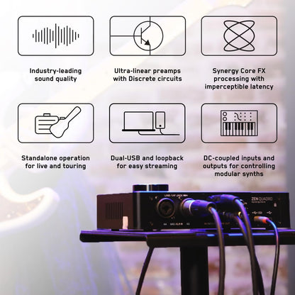 Zen Quadro Synergy Core - 14x10 Dual USB-C Bus-powered audio interface with Discrete preamps, class-leading converters, and included Real-Time DSP+FPGA effects - Antelope Audio