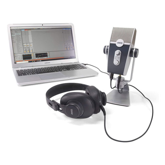 AKG Pro Audio Podcaster Essentials Kit for Streamers, Vloggers, and Gamers-Includes Lyra USB-C Microphone, K371 Headphones, and Ableton Lite Software