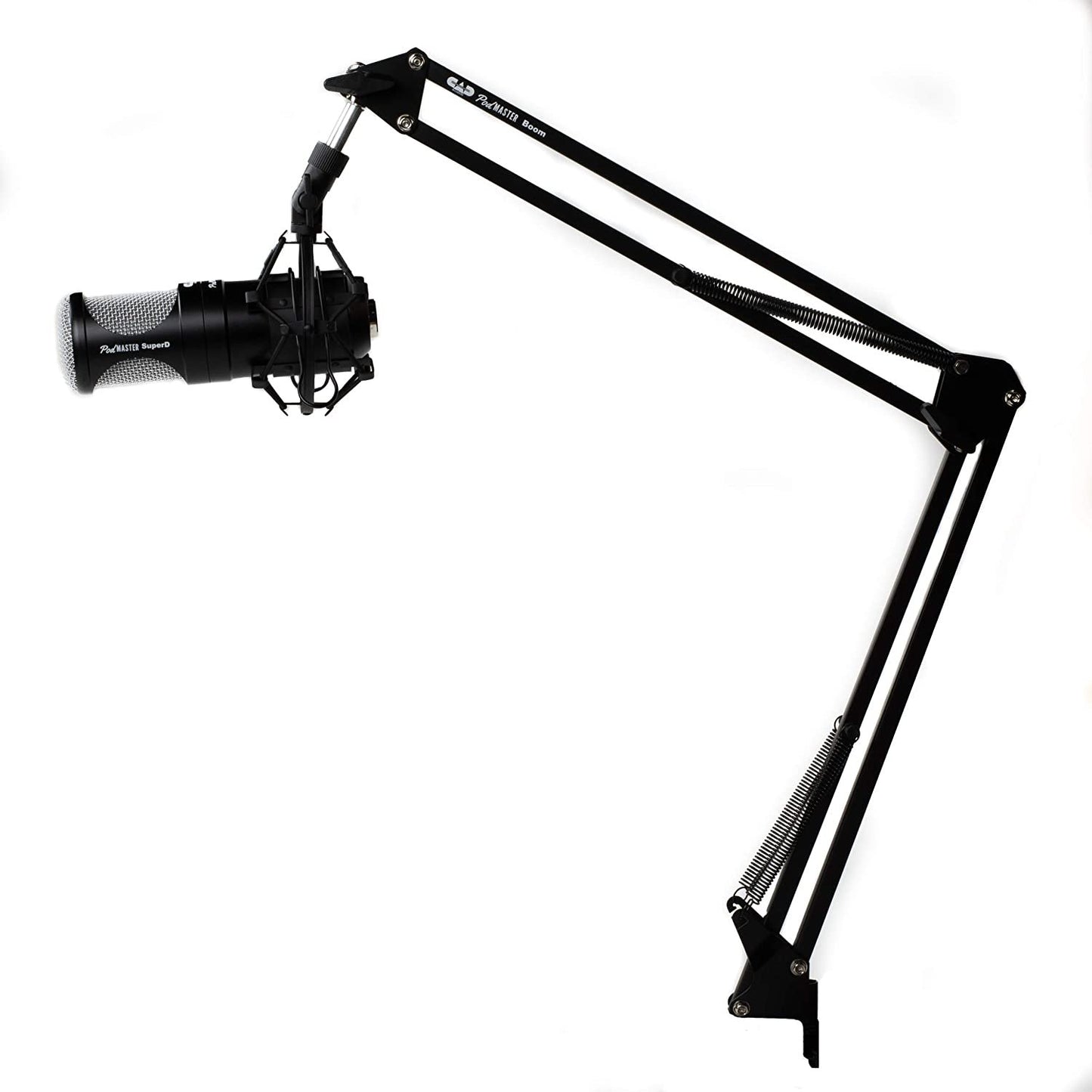 CAD PM1300 PodMaster™ SuperD usb Professional Broadcast / Podcasting Microphone with SuperD VOG Dynamic Capsule, supplied with Broadcast Boom Mic Stand, Black