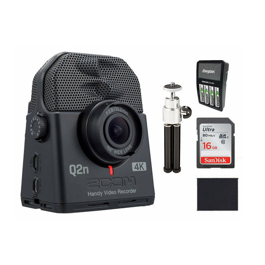 Zoom Q2n-4K Handy Video Recorder,16 GB SD card,Tripod,Rechargeable Batteries...