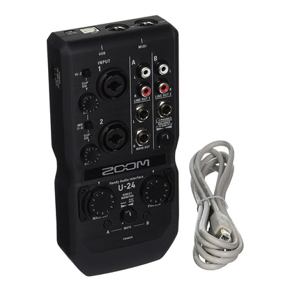 Zoom U-24 Handy Audio Interface, 2-Channel Portable USB Audio Interface, 2 XLR/TRS Combo Inputs, MIDI I/O, RCA Outputs