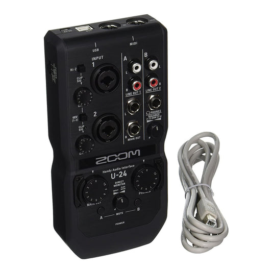 Zoom U-24 Handy Audio Interface, 2-Channel Portable USB Audio Interface, 2 XLR/TRS Combo Inputs, MIDI I/O, RCA Outputs