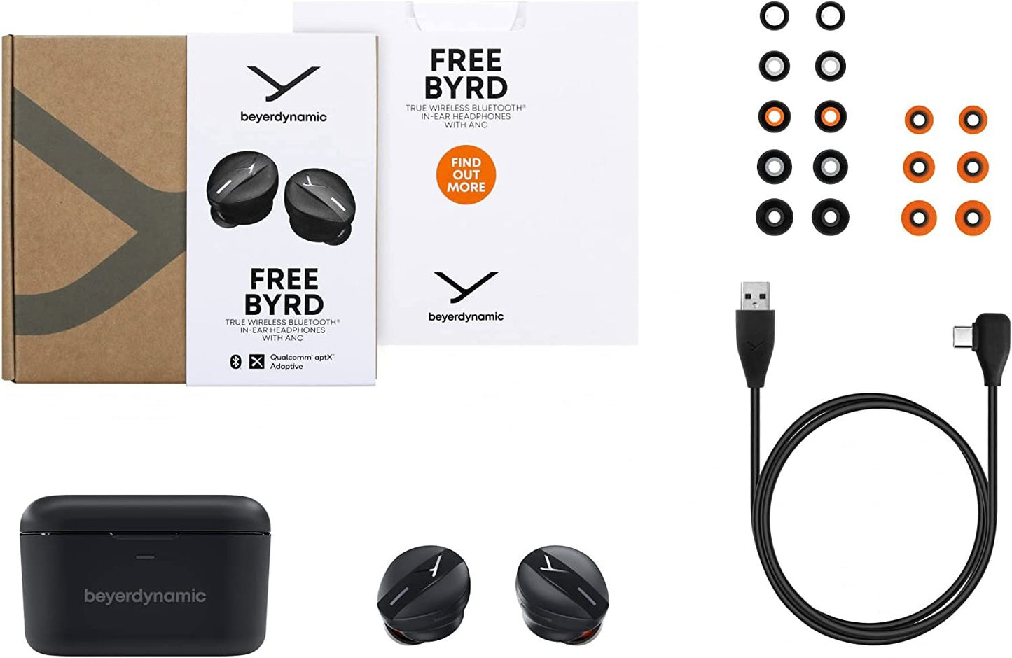 beyerdynamic Free BYRD Black True Wireless Bluetooth in-Ear Headphones, Active Noise Cancelling, Long Battery Life, Microphone, IPX4, Sound Personalization and Alexa Built-in