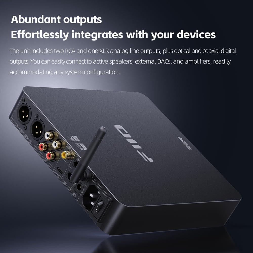 FiiO BR15 R2R High-Resolution Bluetooth 6.0 Audio Receiver with QCC5181, aptX Lossless & LDAC, 24-Bit R2R DAC, USB/Optical/Coaxial Input, RCA/XLR Output, Wireless HiFi Upgrade for Home Audio