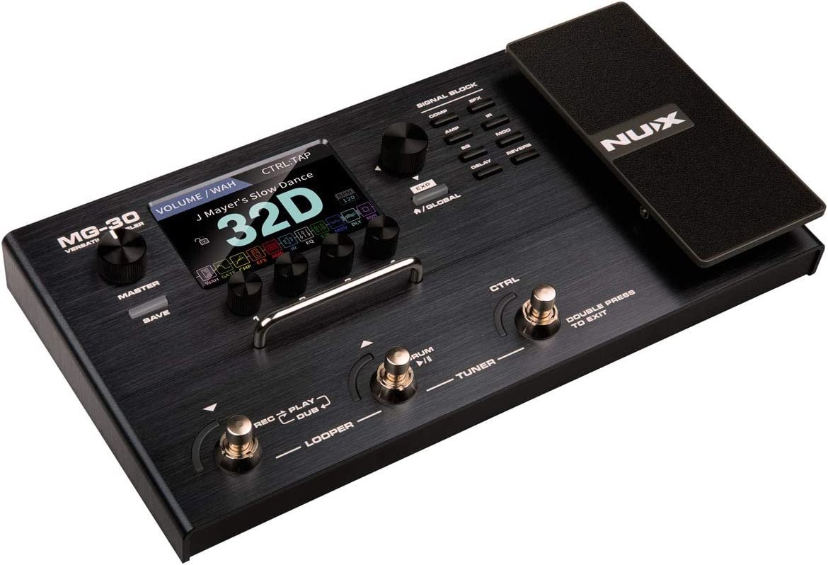 NUX MG-30 Guitar Multi-Effects Pedal Guitar/Bass/Acoustic Amp Modeling, 1024 Samples IRs, IR Loader, White-Box Algorithm, EFX Routing, 4'' Color LCD, NMP-2 Footswitch Included