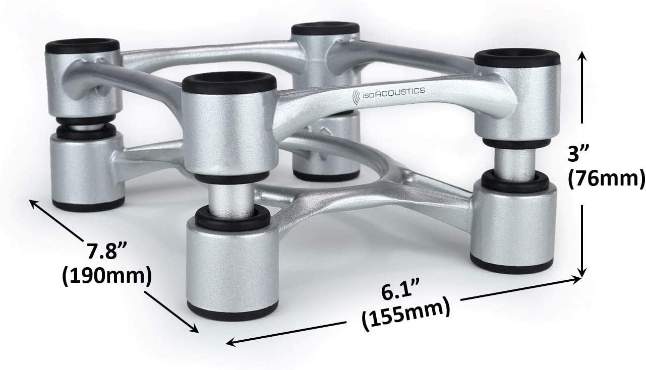 IsoAcoustics Aperta Series Isolation Speaker Stands with Tilt Adjustment: Aperta (6.1" x 7.5") Silver Pair