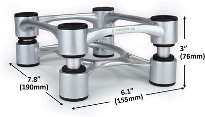 IsoAcoustics Aperta Series Isolation Speaker Stands with Tilt Adjustment: Aperta (6.1" x 7.5") Silver Pair
