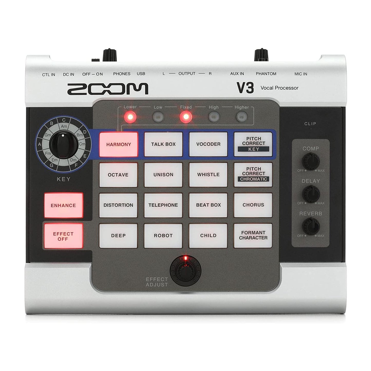 Zoom V3 Vocal Processor, Harmony, Pitch Correction, Reverb, Delay, 16 Studio Grade Effects, Battery Powered, for Streaming, Recording, and Live Performance