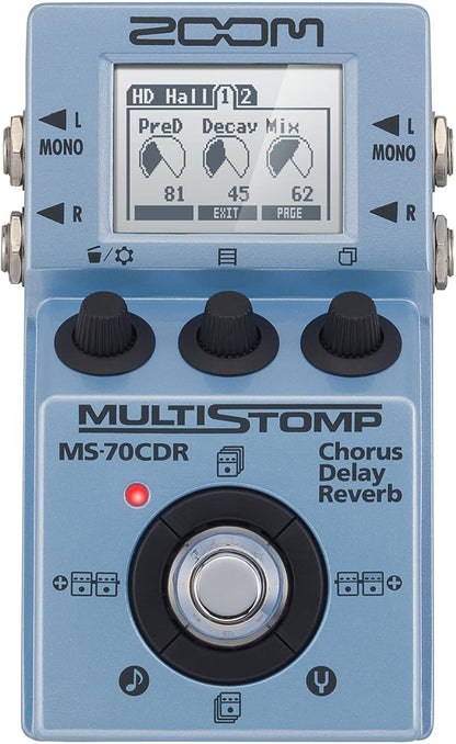 Zoom MS-70CDR MultiStomp Guitar Effects Pedal, Chorus, Delay, and Reverb Effects, Single Stompbox Size, 86 Built-in effects, Tuner