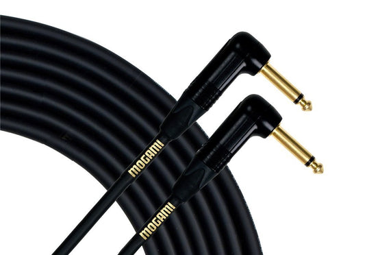 Mogami Gold INSTRUMENT-10RR Guitar Instrument Cable, 1/4" TS Male Plugs, Gold Contacts, Right Angle Connectors, 10 Foot