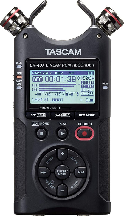 Tascam DR-40X Four Track Handheld Recorder and USB Interface,Black