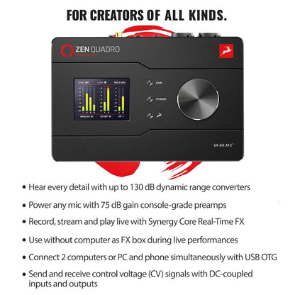 Zen Quadro Synergy Core - 14x10 Dual USB-C Bus-powered audio interface with Discrete preamps, class-leading converters, and included Real-Time DSP+FPGA effects - Antelope Audio