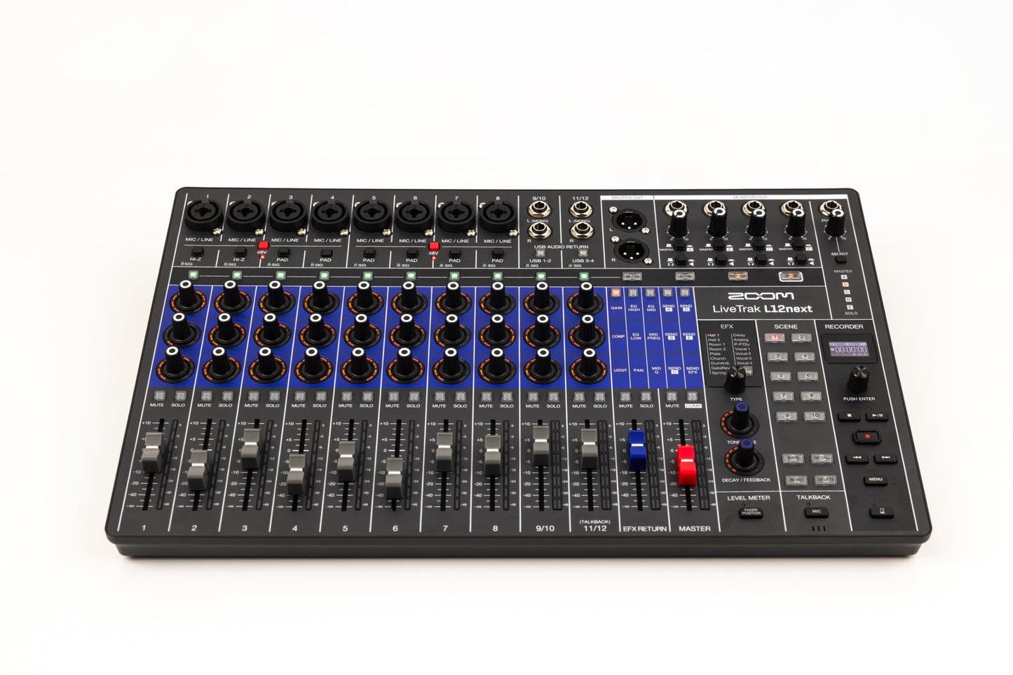 Zoom LiveTrak L12next Digital Mixer & Multitrack Recorder for Musicians, 12-Channels, 32-Bit Float Master, 14-Track Recording at 96 kHz, Effects, Audio Interface, Scenes, and Personal Monitoring