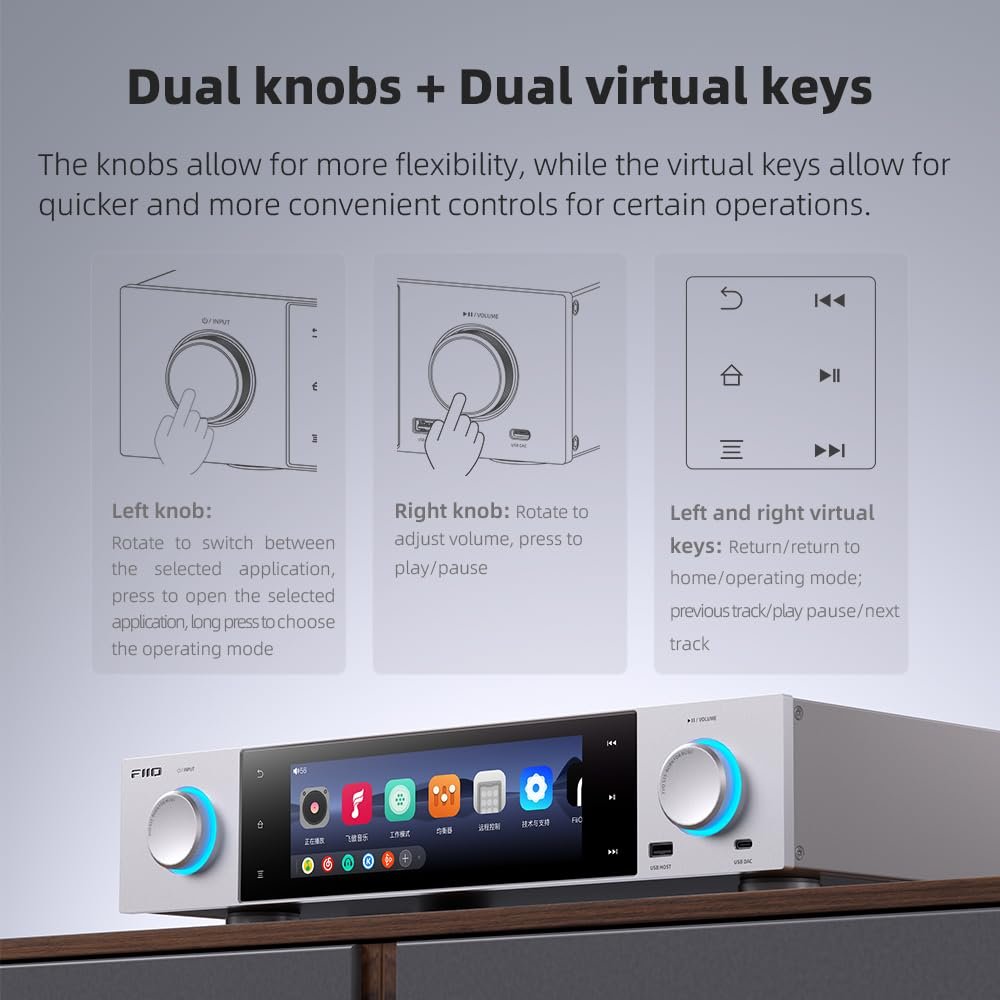 FiiO S15 Streamer Network Player Music Service, Android 12 Snapdragon 660, AKM DAC AK4191+AK4499EX, 7.84-inch Screen, HDMI/ARC DAC