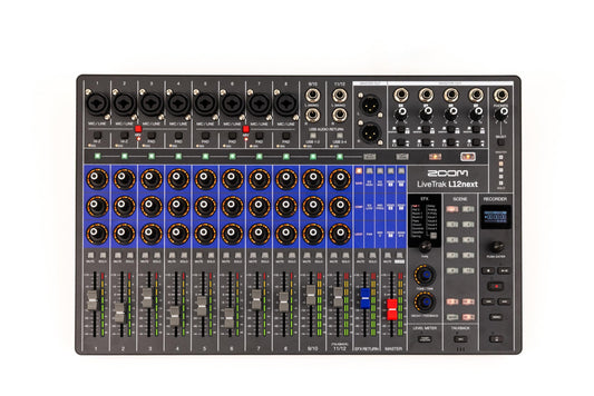Zoom LiveTrak L12next Digital Mixer & Multitrack Recorder for Musicians, 12-Channels, 32-Bit Float Master, 14-Track Recording at 96 kHz, Effects, Audio Interface, Scenes, and Personal Monitoring