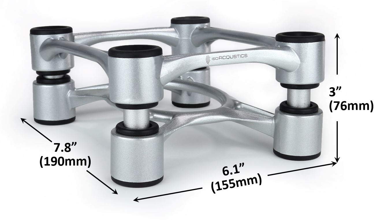IsoAcoustics Aperta Series Isolation Speaker Stands with Tilt Adjustment: Aperta (6.1" x 7.5") Silver Pair