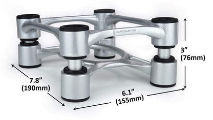IsoAcoustics Aperta Series Isolation Speaker Stands with Tilt Adjustment: Aperta (6.1" x 7.5") Silver Pair