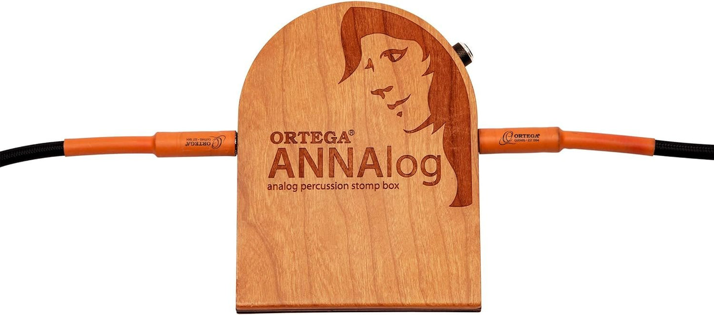 Ortega Guitars Analog Singer-Songwriter Stomp Box with Built-in Passive Piezo for Kick Sound, Natural (ANNALOG)