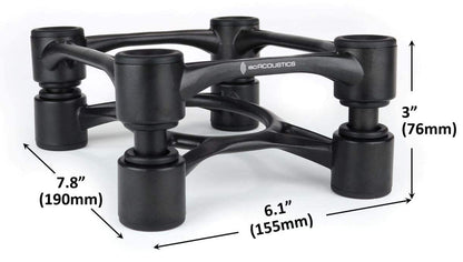 IsoAcoustics Aperta Series Isolation Speaker Stands with Tilt Adjustment: Aperta (6.1" x 7.5") Silver Pair