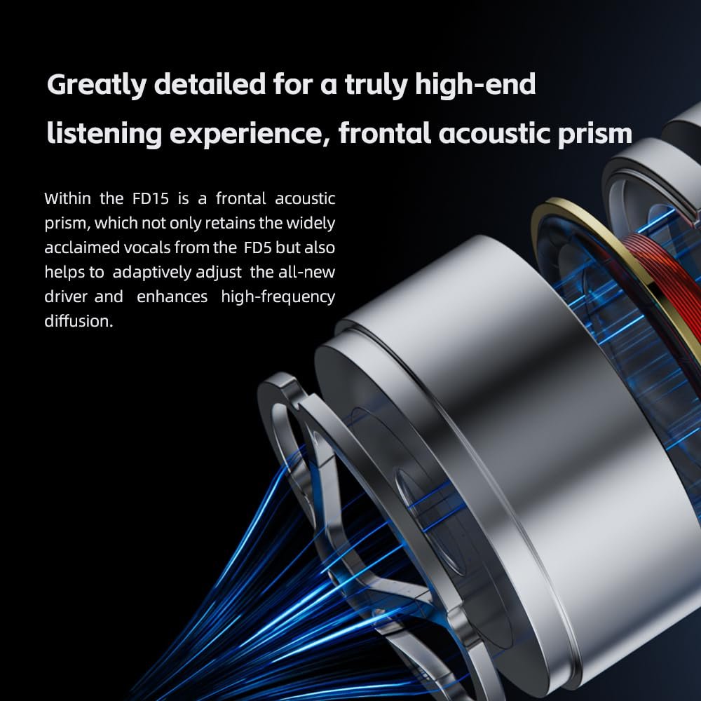 FiiO FD15 13.8mm Magnalium DLC HiFi Dynamic Driver in-Ear Earphone with Stainless Steel Shell, Detachable MMCX Cable