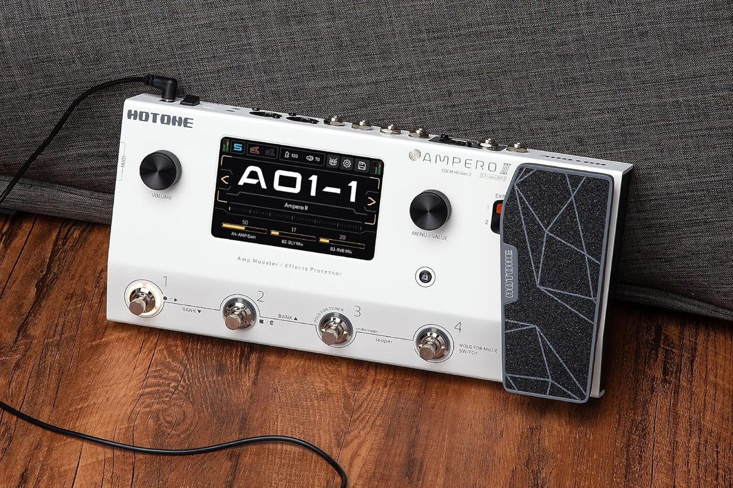 Hotone Ampero II MP-350 Guitar Effects Processor Amp Modeler Multi Effects Pedal with Cab Simulation IR Loader Touchscreen Studio Quality Audio Durable Metal Chassis Guitar Accessories