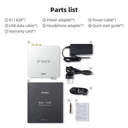 FiiO K11 R2R DAC and Headphone Amplifier for Home Audio or PC, 6.35mm and Balanced 4.4mm, RCA, Coaxial, Optical, 1300mW, 384kHz/24Bit DSD256 (Silver)