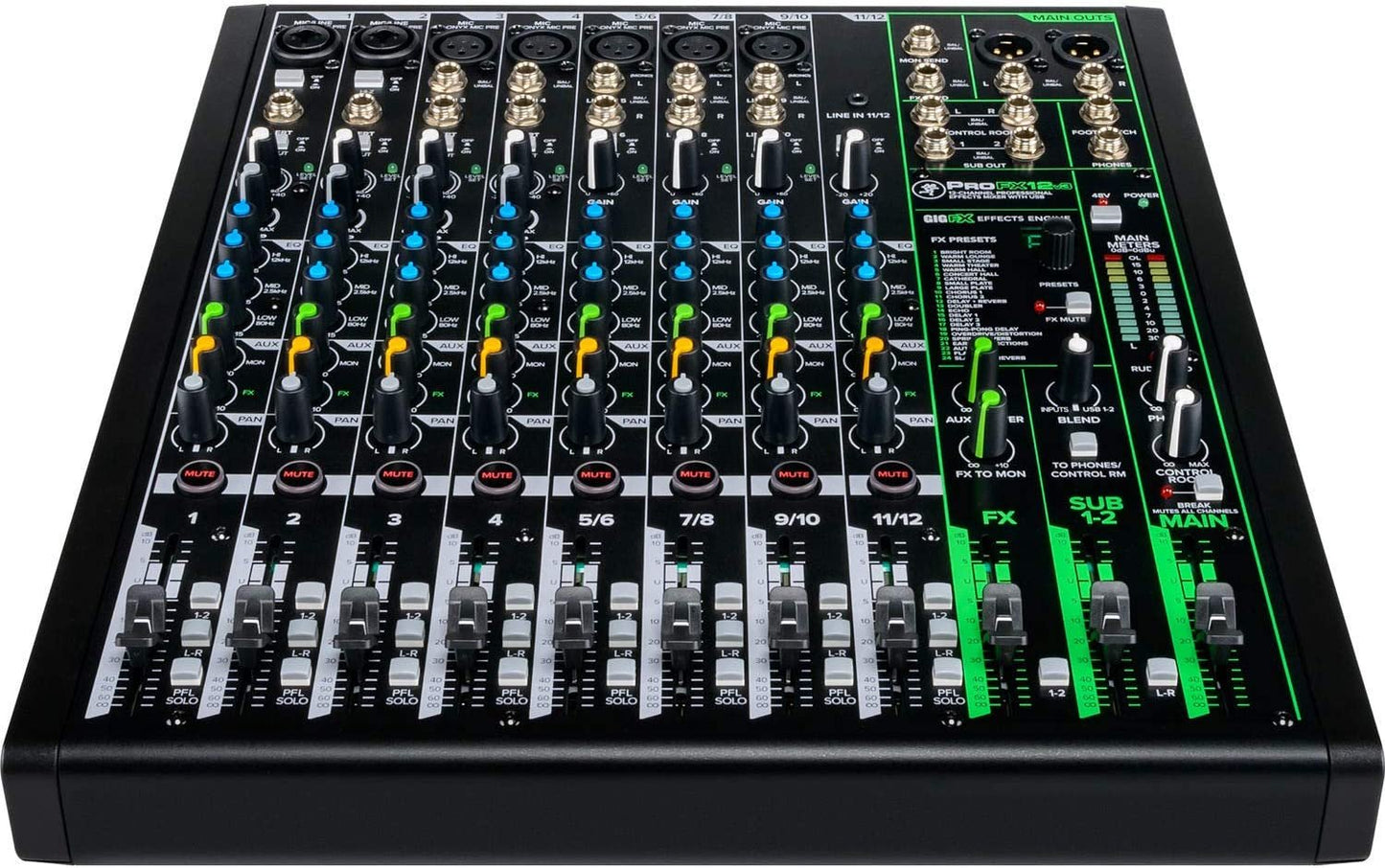 Mackie ProFXv3 Series, 12-Channel Professional Effects Mixer with USB, Onyx Mic Preamps and GigFX effects engine - Unpowered (ProFX12v3)