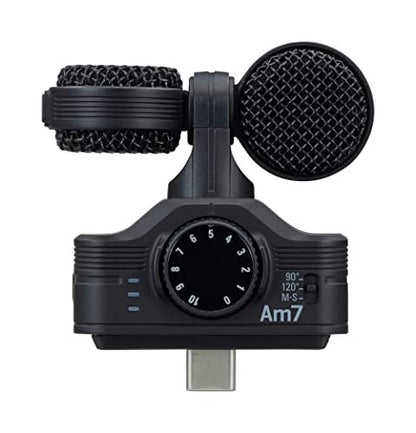 Zoom Am7 Stereo Microphone for Android, Mid-Side Stereo, Rotatable Capsule for Alignment with Camera, for Recording Audio for Music, Videos, Interviews, and More,Black