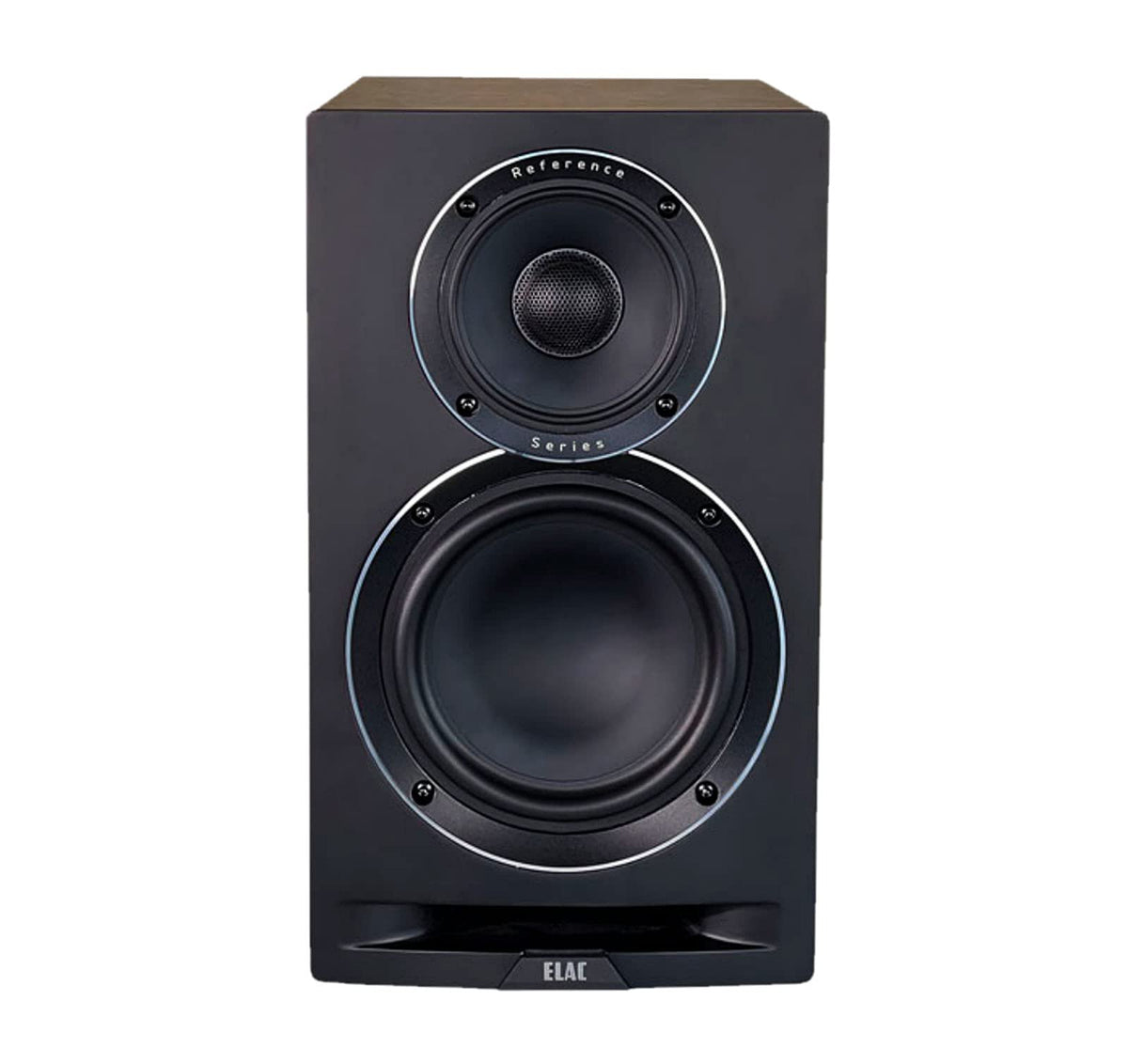 ELAC Uni-Fi Refrence 3-Way 6-1/2" Bookshelf Speakers, Walnut with Black Baffle for Home Theater and Stereo Systems