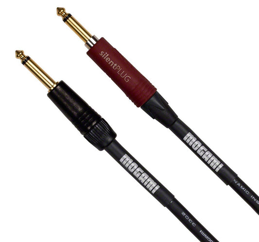 Mogami Platinum GUITAR-12 Instrument Cable, 1/4" TS Male Plugs, Gold Contacts, Straight Connectors with silentPLUG, 12 Foot