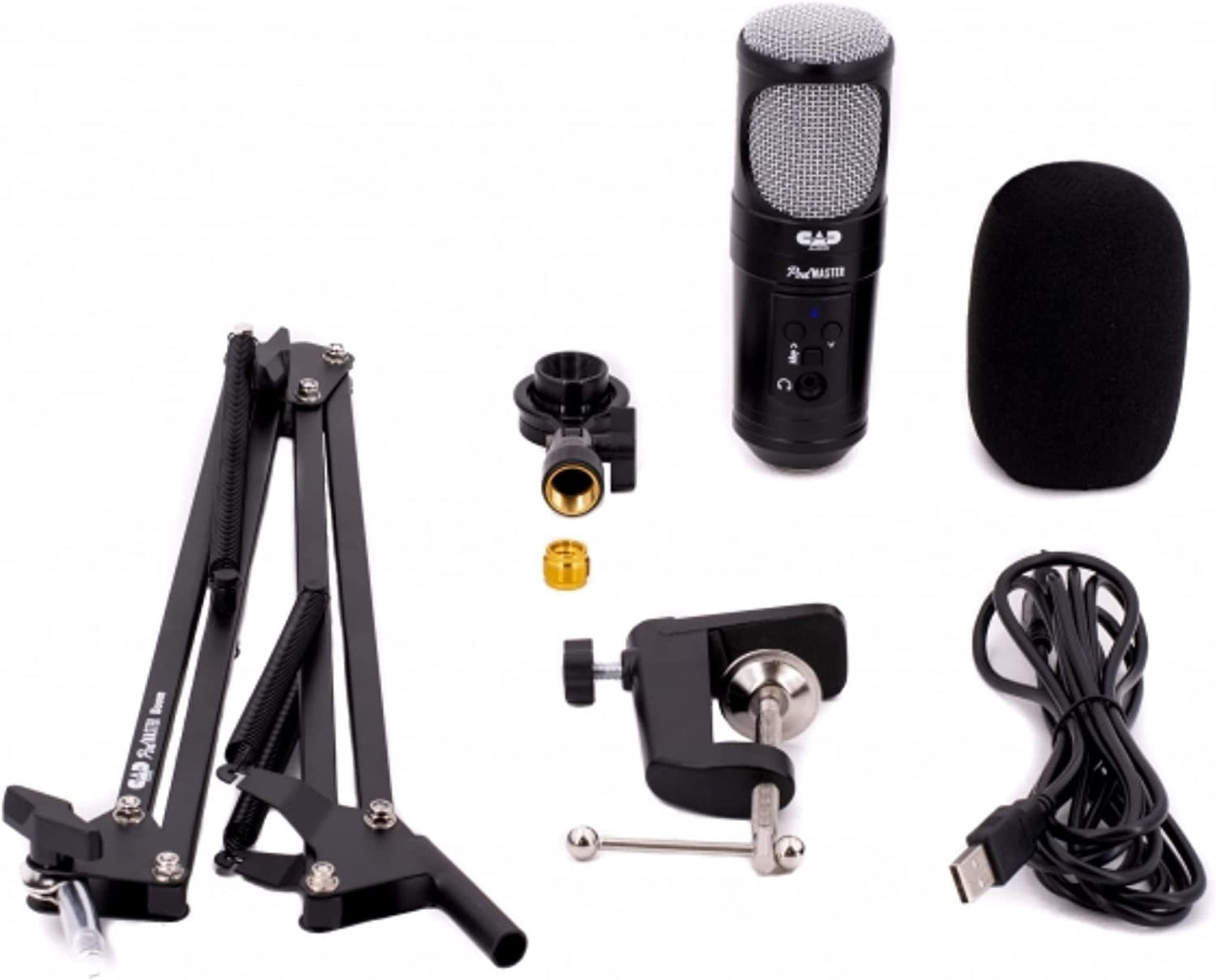 CAD PM1300 PodMaster™ SuperD usb Professional Broadcast / Podcasting Microphone with SuperD VOG Dynamic Capsule, supplied with Broadcast Boom Mic Stand, Black