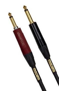 Mogami Gold INST Silent S-10 Guitar Instrument Cable, 1/4" TS Male Plugs, Gold Contacts, Straight Connectors with silentPLUG, 10 Foot
