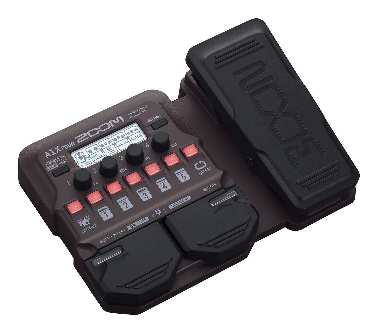 Zoom A1X FOUR Acoustic Instrument Multi-Effects Processor with Expression Pedal, Acoustic Modeling, Looper, Rhythm Section, For Guitar, Saxophone, Trumpet, Violin, Harmonica, and Upright Bass